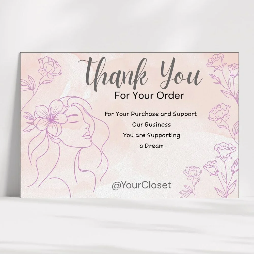 60 Floral Thank You Cards 4 x 2.8